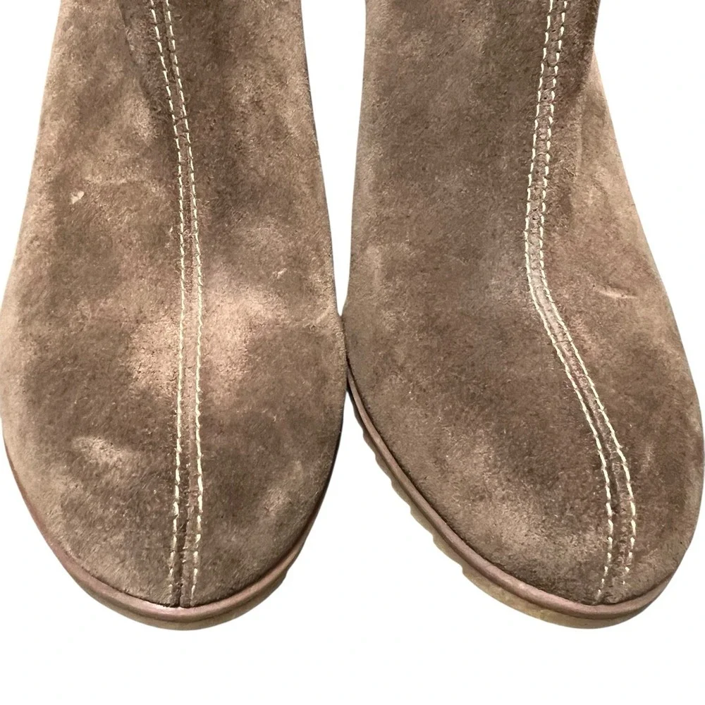 Korks Kork Ease Suede Wedge Ankle Booties Womens 8 Brown Taupe Haldor Back Zip